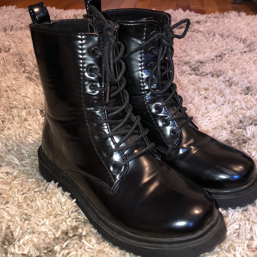 Black combat boots